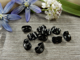 Korvakorun tausta, 6x4.5mm, rst/musta, 10kpl