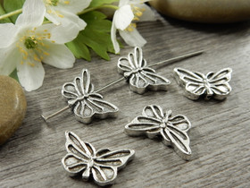 Metallihelmi perhonen, 10x17mm, kromi, 10kpl