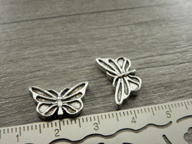 Metallihelmi perhonen, 10x17mm, kromi, 10kpl