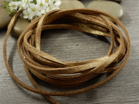 Tekomokka nauha glitter, 3x1.4mm, kulta, 1m