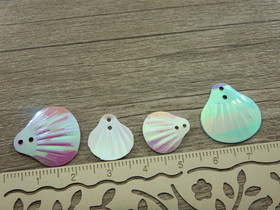 Simpukka paljetti/riipus, 19x18mm, mixsetti, 25-30kpl