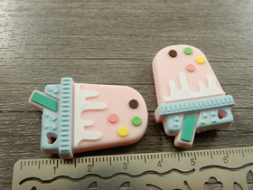 Silikonihelmi jäätelö, 34x23mm , moniväri, 1kpl