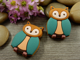 Silikonihelmi pöllö, 34x25mm , moniväri, 1kpl