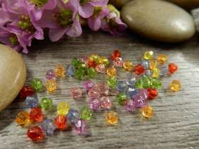 Akryylihelmi fasetoitu bicone, 3mm, mix setti, 50kpl