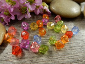 Akryylihelmi fasetoitu bicone, 6mm, mix setti, 20kpl