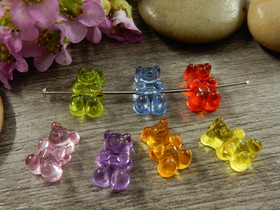 Akryylihelmi nalle, 12x8mm, mixsetti, 20kpl