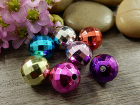 Akryylihelmi fasetoitu, 12mm, mixsetti, 10kpl