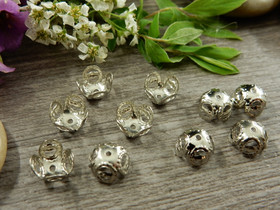 Helmihattu kupera kukka, 8mm, kromi, 20kpl