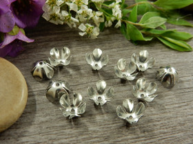 Helmihattu kukka, 8x4mm, kromi, 20kpl