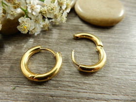 Korvakorurengas huggie, 15x2.5mm, 18K/kulta/ PVD/ rst, 1pari