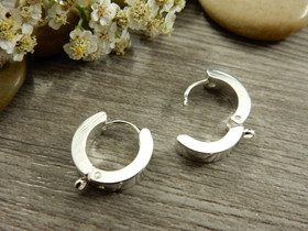 Korvakorurengas lenkillä huggie, 15x13x4mm, kirkashopea/rst, 1pari