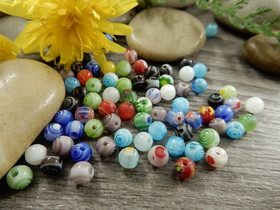 Lasihelmi millefiori, 4mm, mixsetti, 20kpl