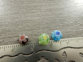 Lasihelmi millefiori, 6x3.5mm, mixsetti, 20kpl