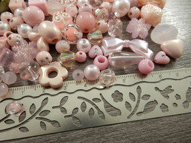 Akryylihelmi lajitelma, 3-28mm, vaaleanpunainen, 50g