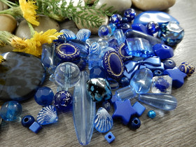 Akryylihelmi lajitelma, 3-28mm, sininen, 50g