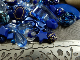 Akryylihelmi lajitelma, 3-28mm, sininen, 50g