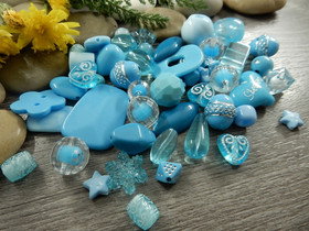 Akryylihelmi lajitelma, 3-28mm, turkoosi, 50g