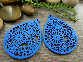 Puuriipus pisara, 50x39mm, sininen, 1kpl