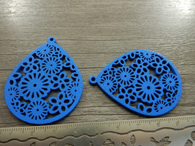 Puuriipus pisara, 50x39mm, sininen, 1kpl