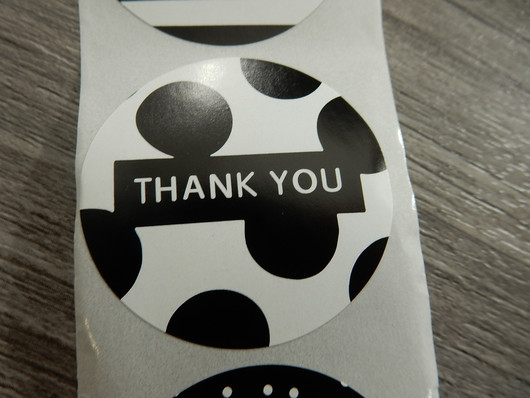 Thank you tarra, 38mm, musta-valkoinen, 10kpl