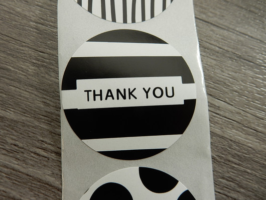 Thank you tarra, 38mm, musta-valkoinen, 10kpl