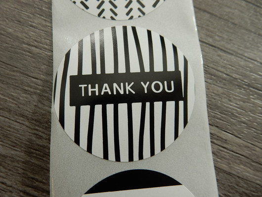 Thank you tarra, 38mm, musta-valkoinen, 10kpl