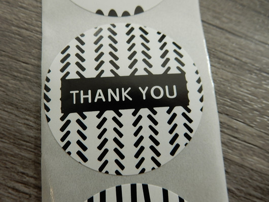 Thank you tarra, 38mm, musta-valkoinen, 10kpl
