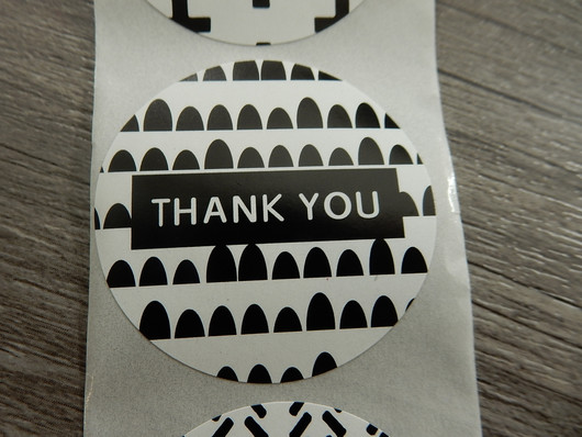 Thank you tarra, 38mm, musta-valkoinen, 10kpl