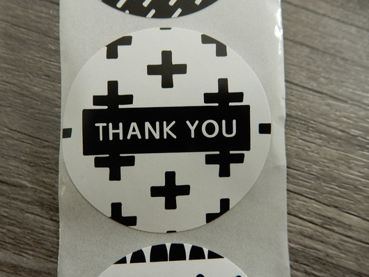 Thank you tarra, 38mm, musta-valkoinen, 10kpl
