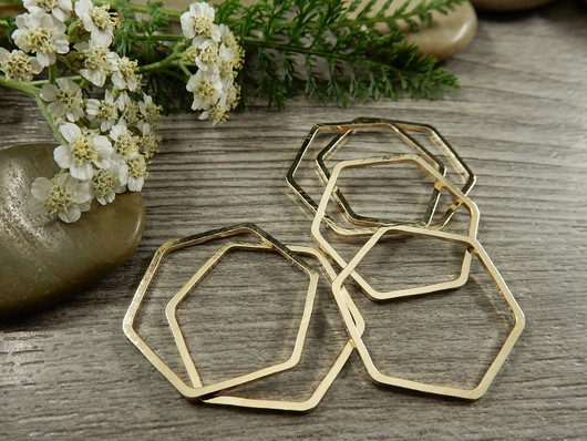 Linkki hexagon, 25x22x0.8mm, vaaleakulta, 1kpl