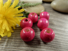 Puuhelmi, 10x9mm, pinkki, 10kpl