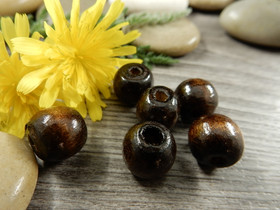 Puuhelmi, 10x9mm, ruskea, 10kpl