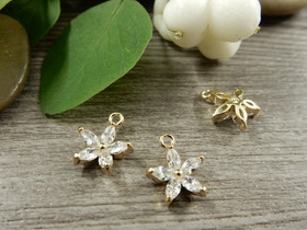 Strassiriipus kukka, 11x9mm, 18K/kulta, 1kpl