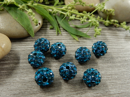 Shamballa helmi, 8mm, tummaturkoosi, 1kpl