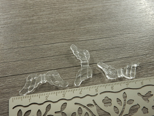 Akryylihelmi siivet, 29x12mm, kirkas, 10kpl