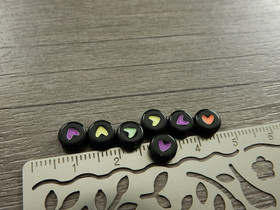 Akryylihelmi sydän, 7mm, musta/mix setti, 20kpl