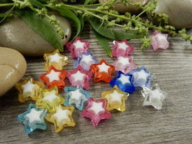 Akryylihelmi tähti, 9x10mm, mix setti, 20kpl
