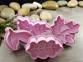 Muotti leimasin setti lehdet, eri kokoja, vaaleanliila, 4kpl POSTIPAKETTI TOIMITUS