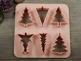 Muotti setti kuusi, 10x10cm vaaleanpunainen, 1kpl