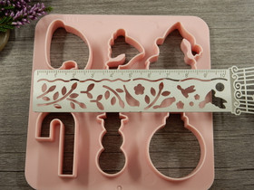 Muotti setti joulu, 10x10cm vaaleanpunainen, 1kpl