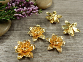 Helmihattu kukka, 16x6.5mm, kulta, 10kpl