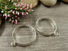 Sormuspohja säädettävä lenkillä, n.17mm, kirkashopea, 1kpl