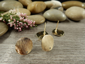 Korvakorutappi ympyrä laine, 12x13mm, 18K kulta, 1pari