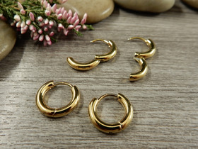 Korvakorurengas huggie, 13x2.5mm, 18K/kulta/ PVD/ rst, 1pari