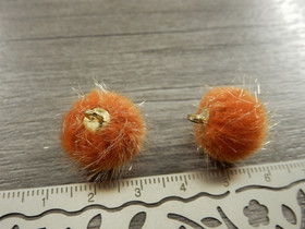 Pom pom riipus, 17x14mm, oranssi/kulta, 1kpl