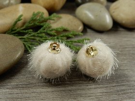 Pom pom riipus, 17x14mm, kerma/kulta, 1kpl