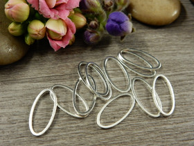 Linkki ovaali, 16x8x1mm, umpi, kirkashopea, 10kpl
