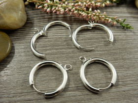 Korvakorurengas lenkillä huggie, 21x19x2.5mm, kirkashopea/rst, 1pari