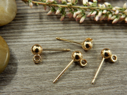 Korvakorutappi lenkillä, 4x15mm, 18K/vaaleakulta, 1pari