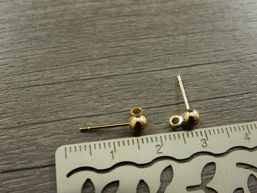 Korvakorutappi lenkillä, 4x15mm, 18K/vaaleakulta, 1pari
